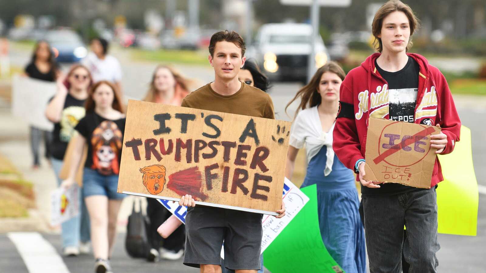 Brevard students protest ICE actions in Viera on Presidents Day